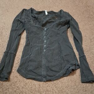 Women's Black Button-Up Top